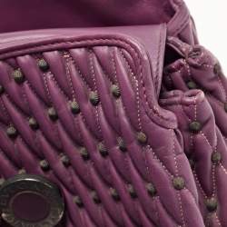 Pre Owned Bvlgari Purple Pleated Leather Twistino Tina Tote