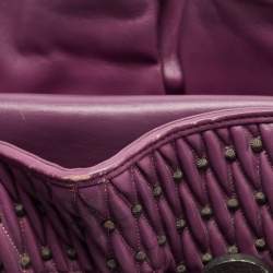 Pre Owned Bvlgari Purple Pleated Leather Twistino Tina Tote