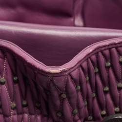 Pre Owned Bvlgari Purple Pleated Leather Twistino Tina Tote