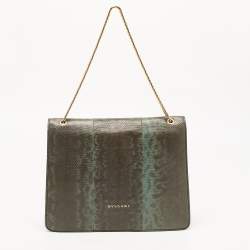 Pre Owned حقيبة كتف بولغاري سيربنتي فوريفر جلد أخضر بقلاب