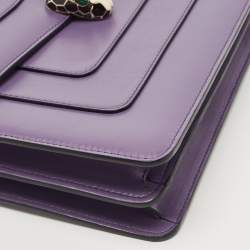 مملوكة مسبقًا Bvlgari Purple Leather Medium Serpenti Forever Shoulder Bag
