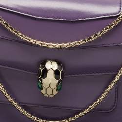 مملوكة مسبقًا Bvlgari Purple Leather Medium Serpenti Forever Shoulder Bag