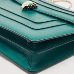 Pre Owned حقيبة كتف بلغاري Serpenti Forever جلد سوداء