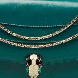 Pre Owned حقيبة كتف بلغاري Serpenti Forever جلد سوداء