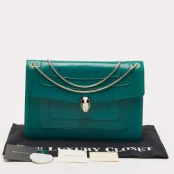 Pre Owned حقيبة كتف بلغاري Serpenti Forever جلد سوداء