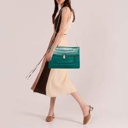 Pre Owned حقيبة كتف بلغاري Serpenti Forever جلد سوداء