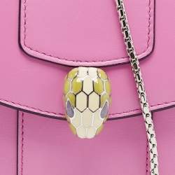 Bvlgari Pink Leather Serpenti Forever Card Case Chain Bag