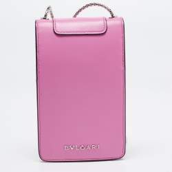 Bvlgari Pink Leather Serpenti Forever Card Case Chain Bag