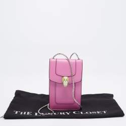 Bvlgari Pink Leather Serpenti Forever Card Case Chain Bag