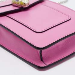 Bvlgari Pink Leather Serpenti Forever Card Case Chain Bag