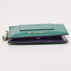 Pre Owned Bvlgari Green/Purple Leather Serpenti Forever Card Case
