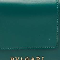 Pre Owned Bvlgari Green/Purple Leather Serpenti Forever Card Case