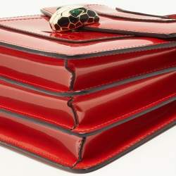 Bvlgari Orange Patent Leather Serpenti Forever Top Handle Bag