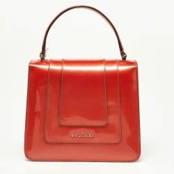Bvlgari Orange Patent Leather Serpenti Forever Top Handle Bag