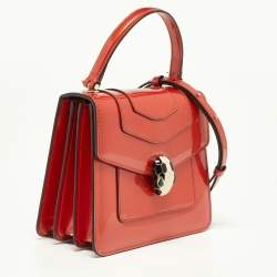 Bvlgari Orange Patent Leather Serpenti Forever Top Handle Bag