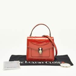 Bvlgari Orange Patent Leather Serpenti Forever Top Handle Bag