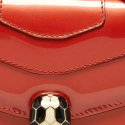 Bvlgari Orange Patent Leather Serpenti Forever Top Handle Bag