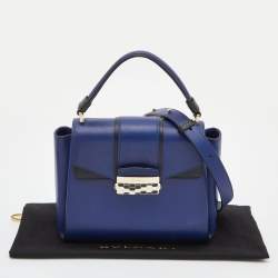 Pre Owned Bvlgari Blue/Black Leather Serpenti Viper Top Handle Bag