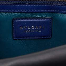 Pre Owned Bvlgari Blue/Black Leather Serpenti Viper Top Handle Bag