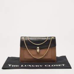 مملوكة مسبقًا Bvlgari Beige/Brown Leather Medium Serpenti Forever Shoulder Bag