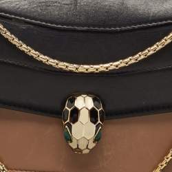 مملوكة مسبقًا Bvlgari Beige/Brown Leather Medium Serpenti Forever Shoulder Bag