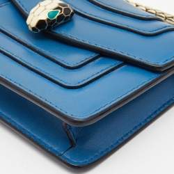 Bvlgari Blue Leather Serpenti Forever Chain Card Case