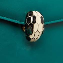 Bvlgari Green Leather Medium Serpenti Forever Top Handle Bag