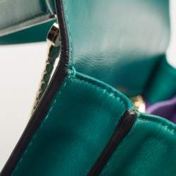 Bvlgari Green Leather Medium Serpenti Forever Top Handle Bag