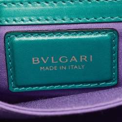 Bvlgari Green Leather Medium Serpenti Forever Top Handle Bag