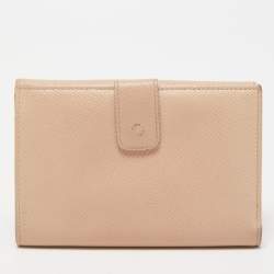 Pre Owned Bvlgari Light Pink Leather Icon Bit French Wallet