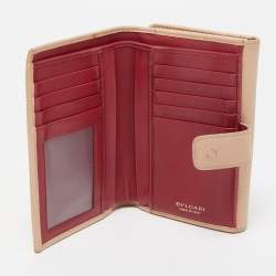 Pre Owned Bvlgari Light Pink Leather Icon Bit French Wallet