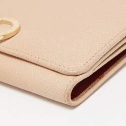 Pre Owned Bvlgari Light Pink Leather Icon Bit French Wallet