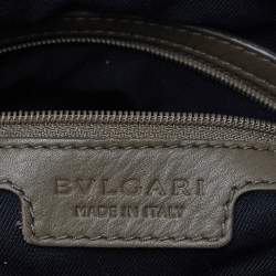 مملوكة مسبقًا Bvlgari Olive Green Leather Plisse Twist Shoulder Bag