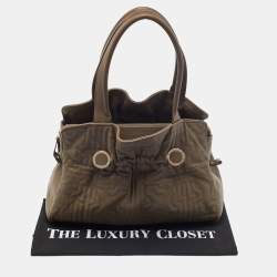 مملوكة مسبقًا Bvlgari Olive Green Leather Plisse Twist Shoulder Bag