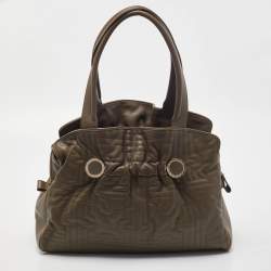 مملوكة مسبقًا Bvlgari Olive Green Leather Plisse Twist Shoulder Bag