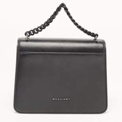 Pre Owned Bvlgari Black Leather Serpenti Forever Maxi Chain Small Crossbody Bag