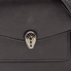 Pre Owned Bvlgari Black Leather Serpenti Forever Maxi Chain Small Crossbody Bag