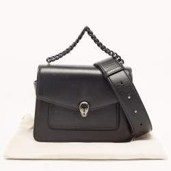 Pre Owned Bvlgari Black Leather Serpenti Forever Maxi Chain Small Crossbody Bag