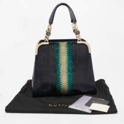 Bvlgari Multicolor Python Metal Side Frame Satchel