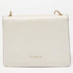 Pre Owned Bvlgari Off White Leather Studded Small Serpenti Forever Shoulder Bag