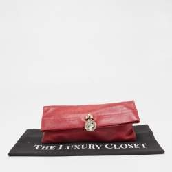 Pre Owned Bvlgari Red Leather Monete Clutch