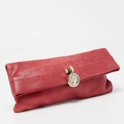 Pre Owned Bvlgari Red Leather Monete Clutch