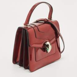 Bvlgari Red Patent Leather Serpenti Forever Flap Top Handle Bag