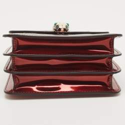 Bvlgari Red Patent Leather Serpenti Forever Flap Top Handle Bag
