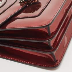 Bvlgari Red Patent Leather Serpenti Forever Flap Top Handle Bag