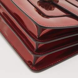 Bvlgari Red Patent Leather Serpenti Forever Flap Top Handle Bag