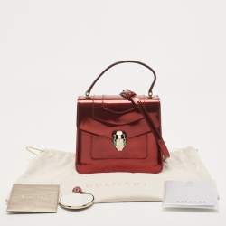 Bvlgari Red Patent Leather Serpenti Forever Flap Top Handle Bag