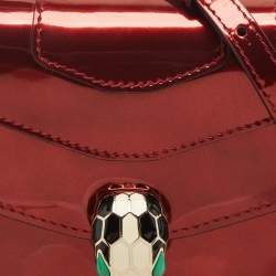 Bvlgari Red Patent Leather Serpenti Forever Flap Top Handle Bag