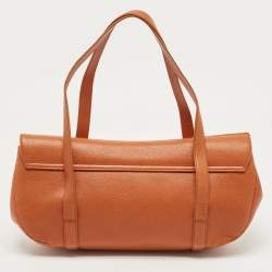 Pre Owned Bvlgari Tan Leather Logo Satchel