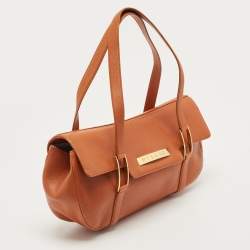 Pre Owned Bvlgari Tan Leather Logo Satchel